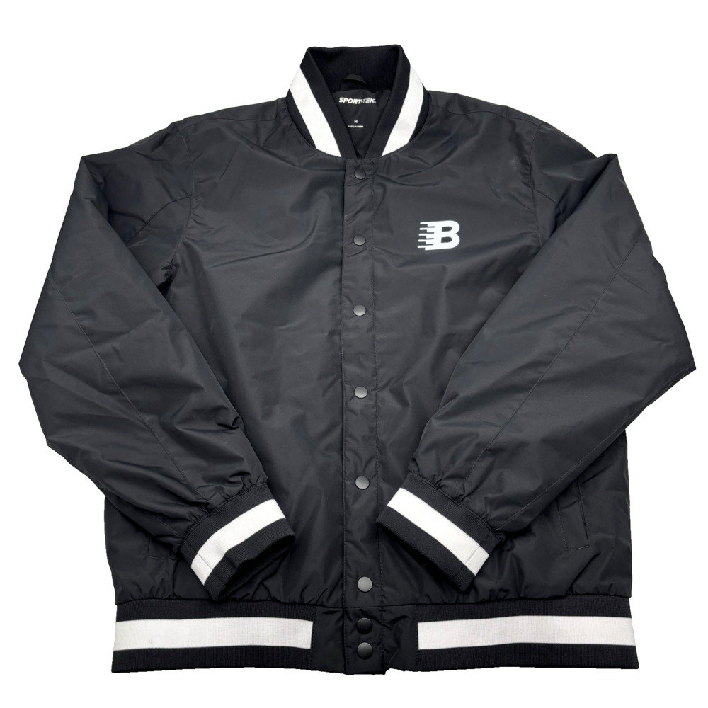 NEW Sport Tek JST58 Black 100% Polyester Insulated Varsity Bomber Jacket Men M